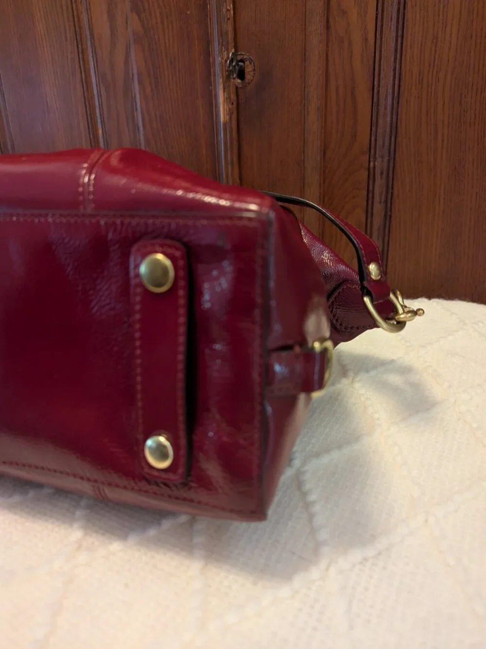 Coach Ashley Red/Burgundy Patent Satchel Bag
